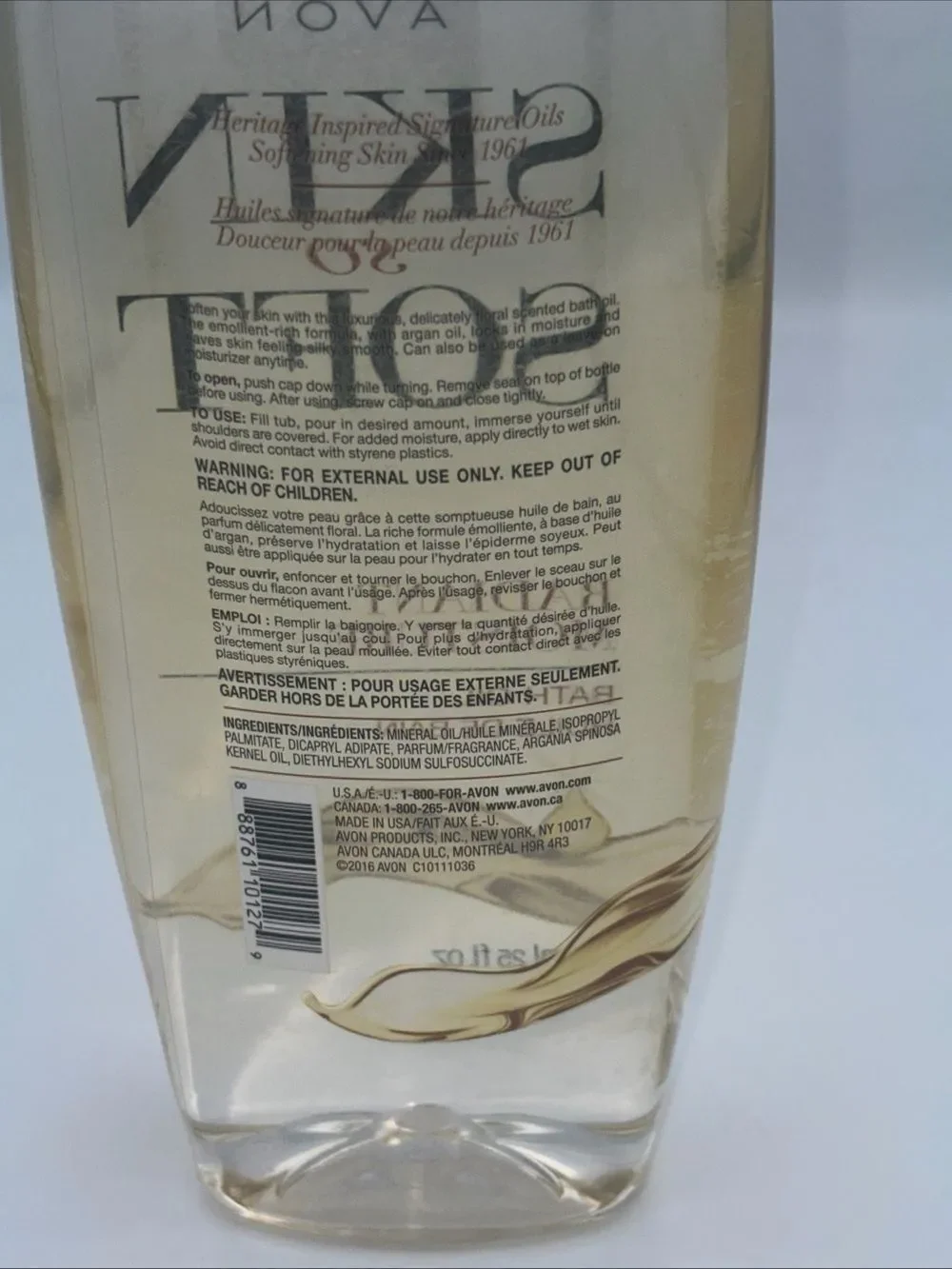 Jumbo Avon Skin So Soft Radiant Moisture Bath Oil 25 oz. New, Sealed